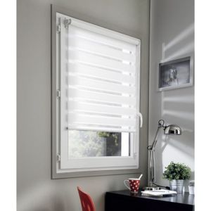 DOMDECO Store jour et nuit sans perçage - Blanc - 112x190 cm DOMDECO Store jour et nuit sans perçage - Blanc - 112x190 cm