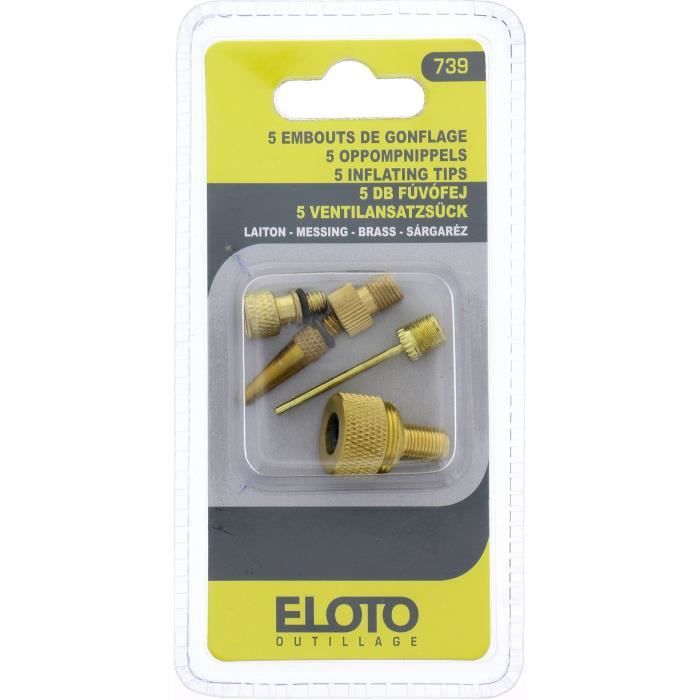 ELOTO Lot de 5 Embouts de gonflage en laiton