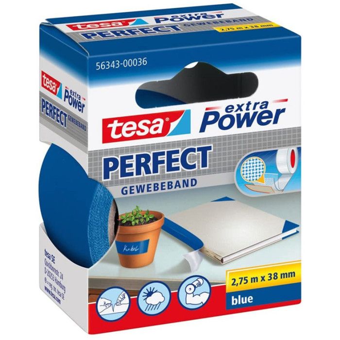 TESA Ruban de reparation Toile Super resistant 275m x 38mm Bleu