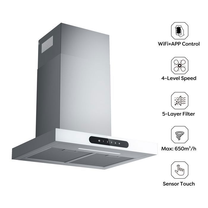  Hotte aspirante 90cm Noir Cuisine >550m3/h1