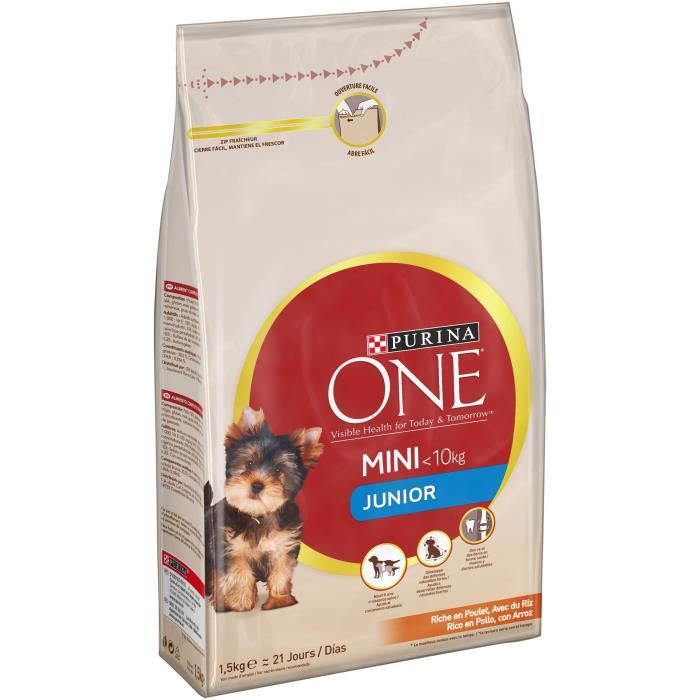 PURINA ONE Mini Junior - Croquettes au poulet avec du riz - Pour chiot de petite taille - 1,5 kg