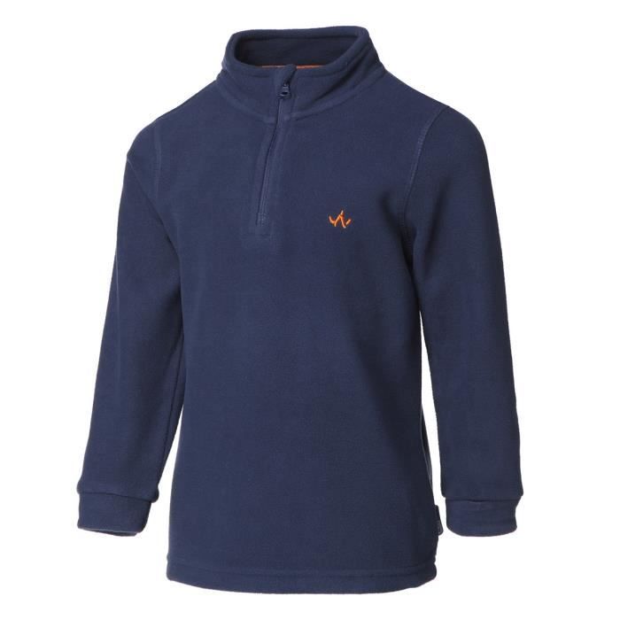 WANABEE Sweat Polaire 1/2 Zip Sport - Garçon - Marine