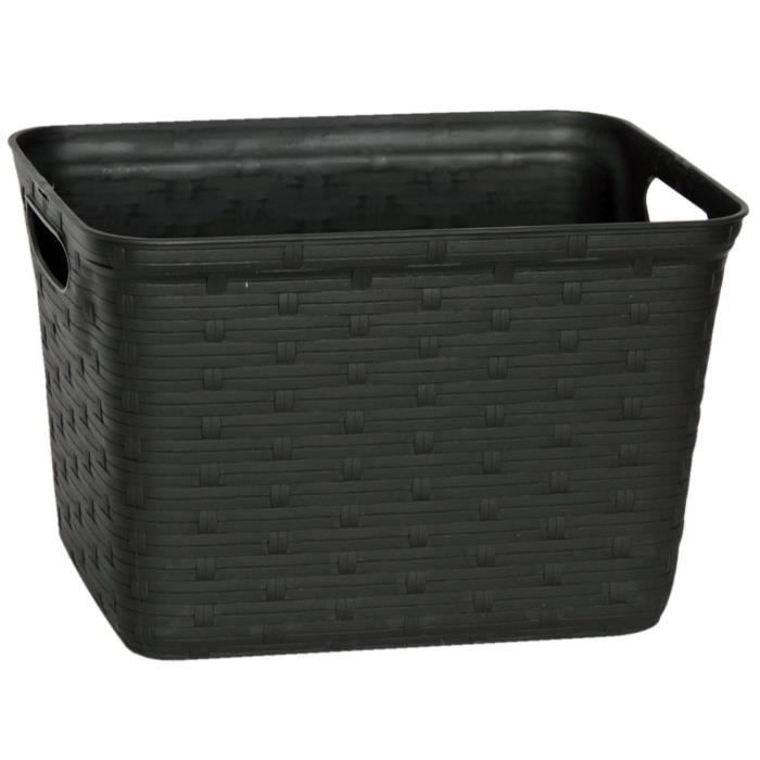 M-HOME Panier à linge aspect osier 8,5L wengé