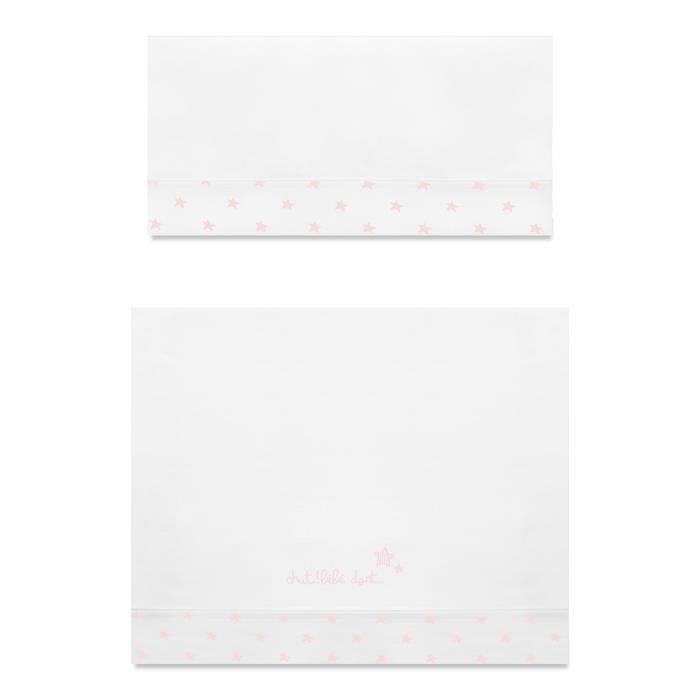 ABSORBA Parure Berceau 3 pièces Chut bébé dort - 100% coton - Rose