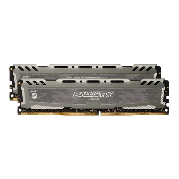 BALLISTIX - Mémoire RAM PC - Sport LT Gris - DDR4 - 2X16Go - 2666 MHz - UDIMM (BLS2K16G4D26BFSB)