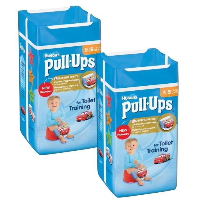 HUGGIES Lot de 2 Pull-Ups Boy Taille 4 - De 8 à 15kg - 16 couches