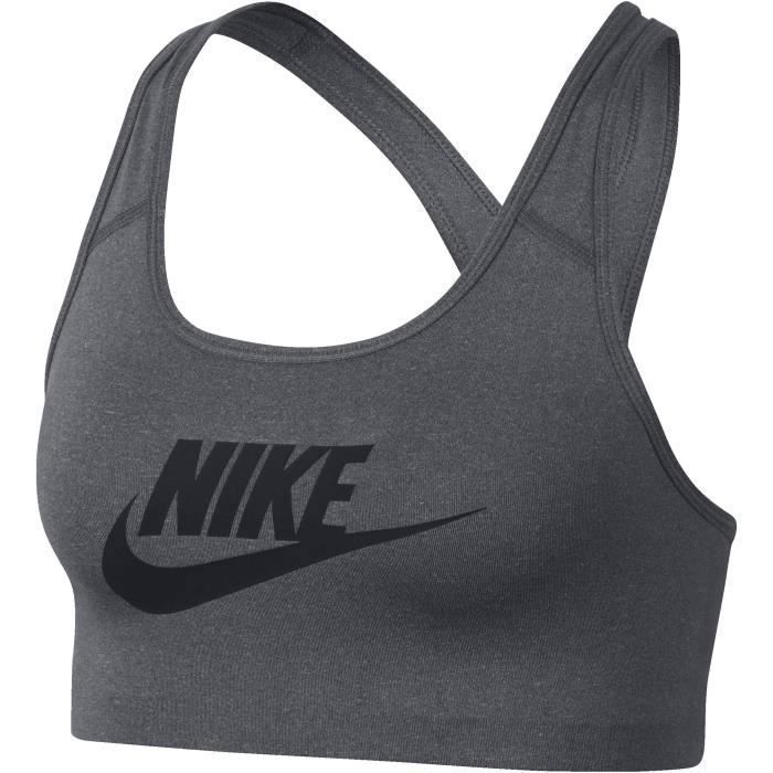 NIKE Brassière Pro Clsc Swsh Futura - Femme - Gris