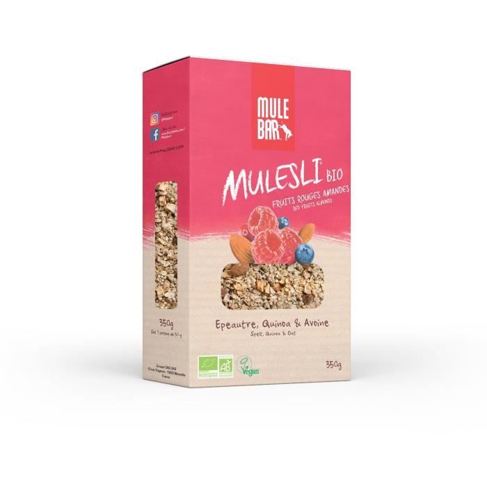 Mulesli Mulebar Bio & Vegan 350 g : Fruits rouges
