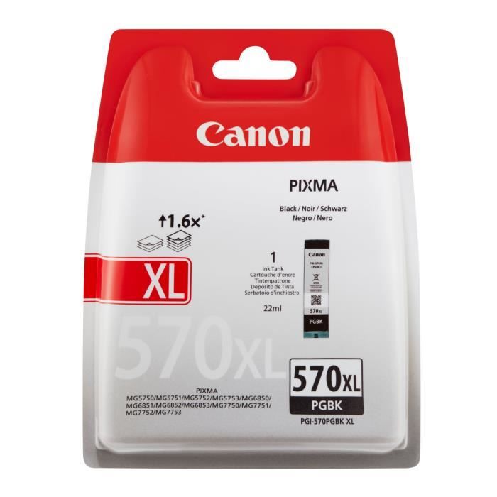 CANON Cartouche d'encre pigmentée à Haut rendement PGI-570 PGBK XL - Noir