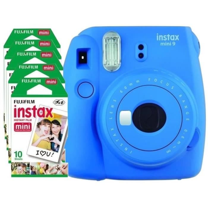Pack Evénement Fujifilm - Appareil instantané Instax Mini 9 Bleu Cobalt + 50 Films