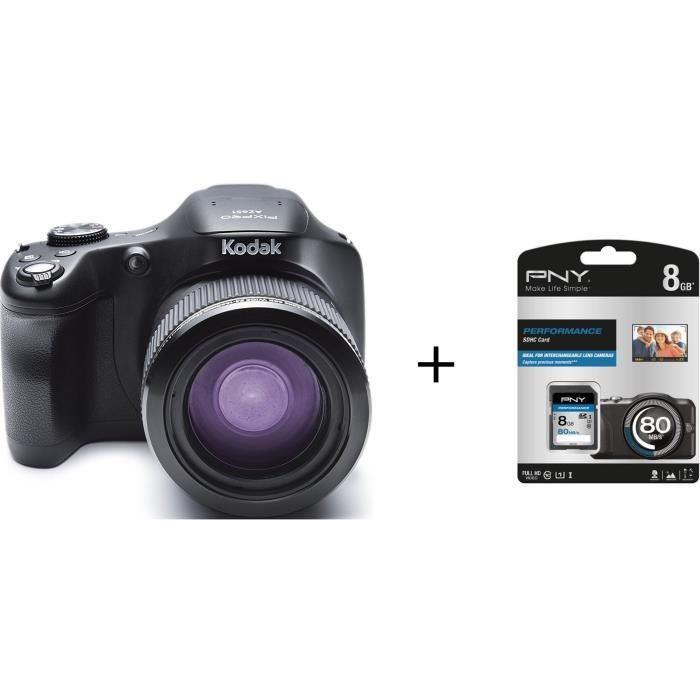 Pack KODAK AZ651 - PIXPRO Appareil photo numérique noir + Carte mémoire SDHC 8 Go
