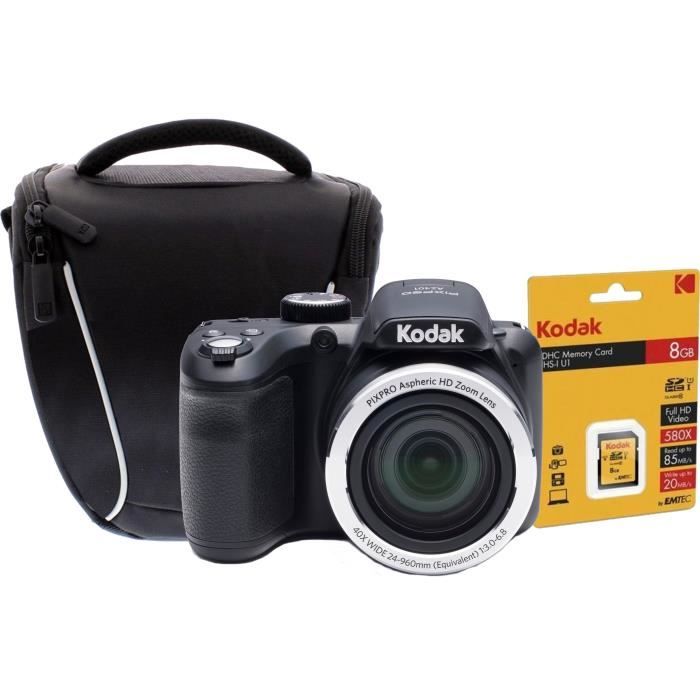 KODAK AZ401 ASTRO ZOOM Appareil photo numérique Bridge - 16 Megapixels - Zoom optique 40x + Carte mémoire SDHC 8GB + Sacoche