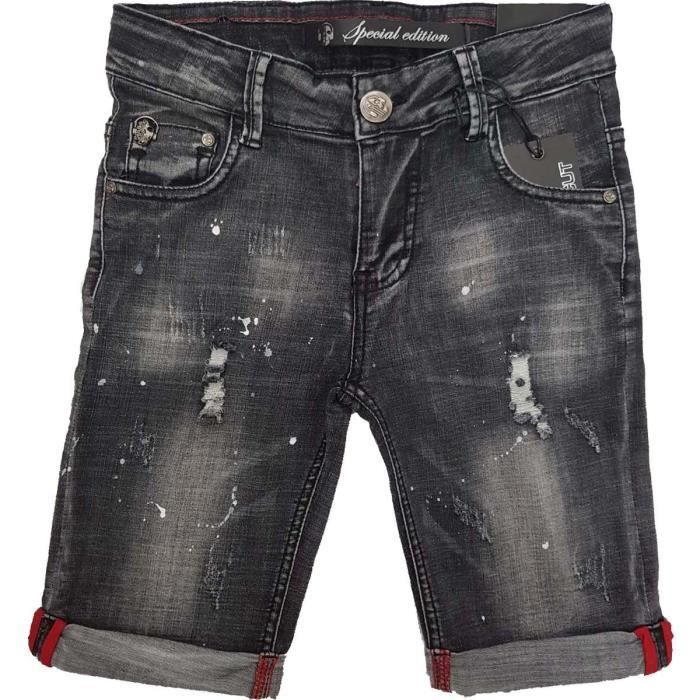RG512 - Bermuda Jean Noir - Garçon