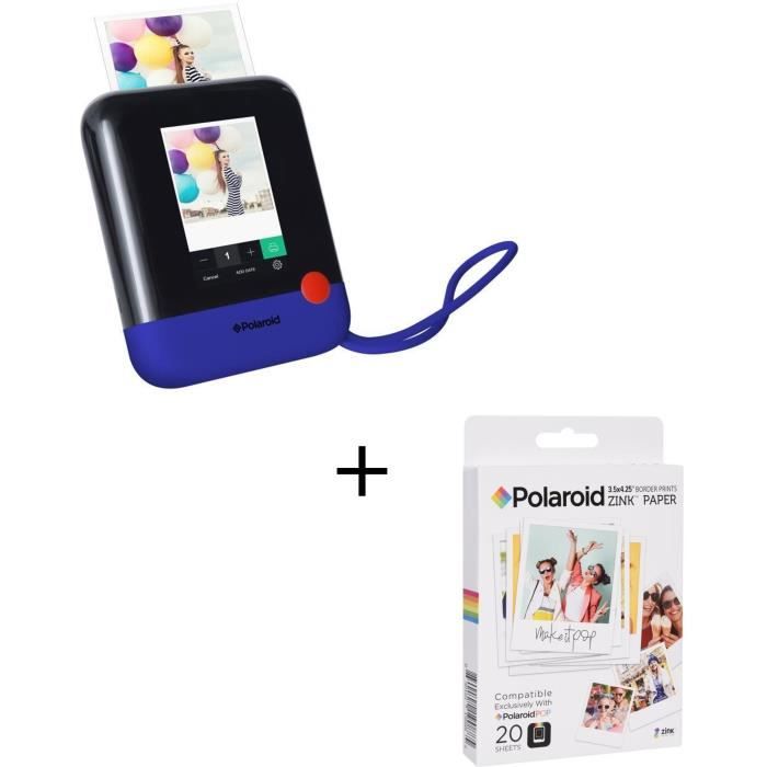POLAROID POLPOP1BL Appareil photo numérique instantané - Bleu + POLAROID POLZL3X420 Papier photo 3\