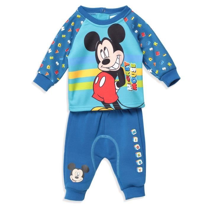 DISNEY MICKEY Ensemble Jogging + Sweat Bleu Clair Bébé Garçon