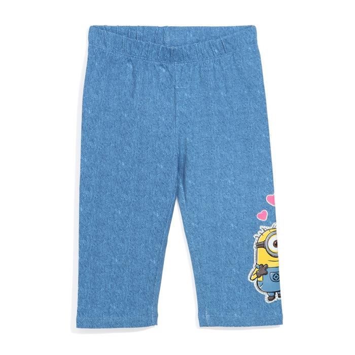 MINIONS Legging Bleu Enfant Fille Sérigraphie Rubber
