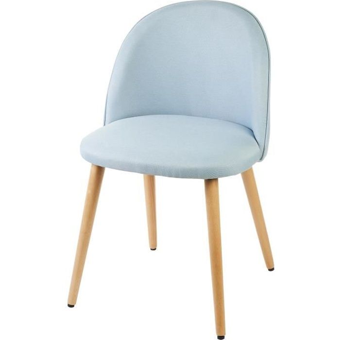 MACARON chaise de salle a manger Tissu bleu pastel Scandinave L 50 x P 50 cm