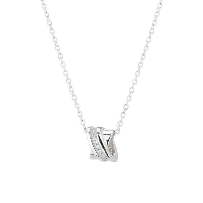 MONPLAISIR Collier Argent Fin 925/1000 Cylindre