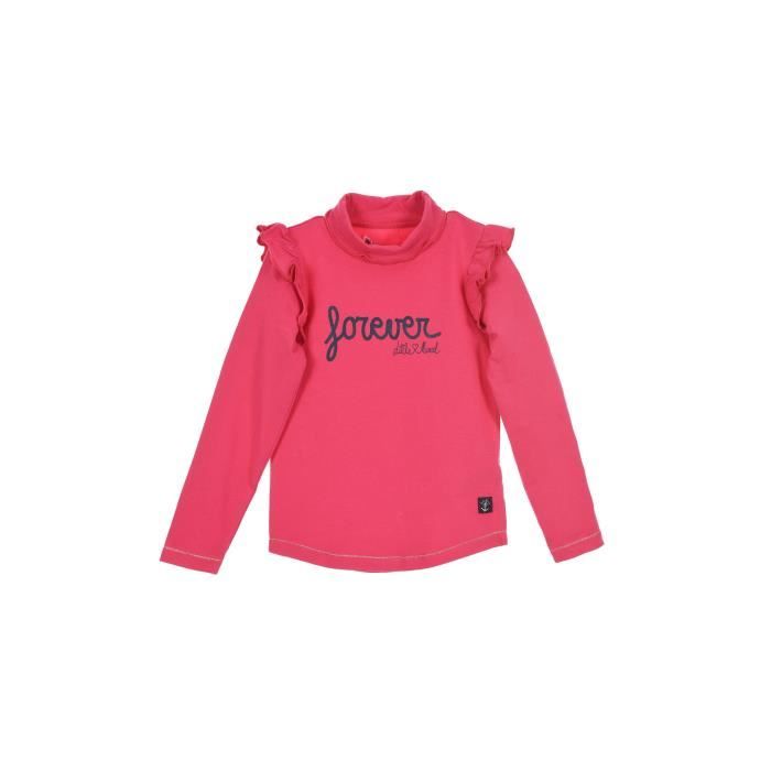 LITTLE MARCEL Sous Pull Col Roulé Rose Fuchsia Enfant Fille