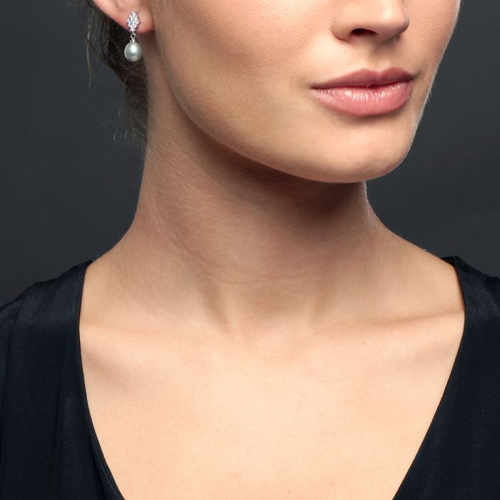 NACRE DE PERLE Boucles d'Oreilles Argent 925°
