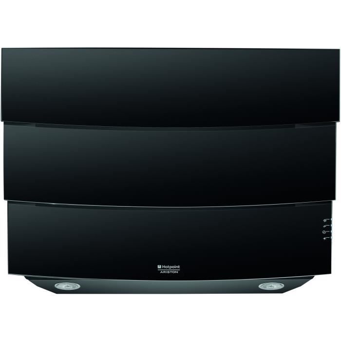 HOTPOINT HLQVC 8 AT K.1/HA - Hotte murale-Evacuation / Recyclage-603 m3 air / h max avec booster-64 dB max-3 vitesses-L 80 cm-Noir