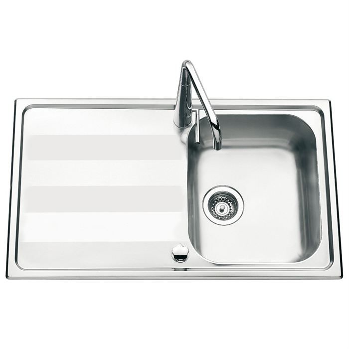 EWI Evier 1 bac + 1 égouttoir - Inox - Lisse