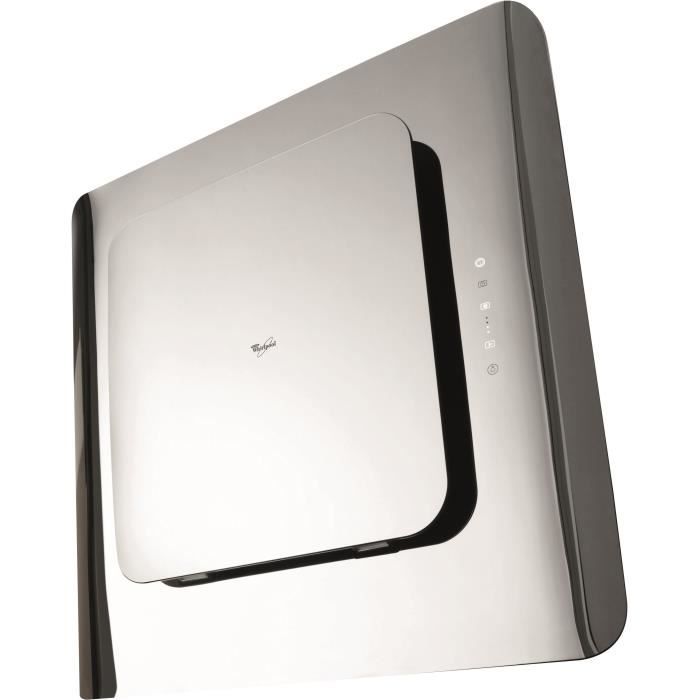 WHIRLPOOL AKR 811 MR - Hotte murale - Recyclage - 788 m3 air / h max en turbo - 64 dB - 4 vitesses - L 84,5 cm - Noir