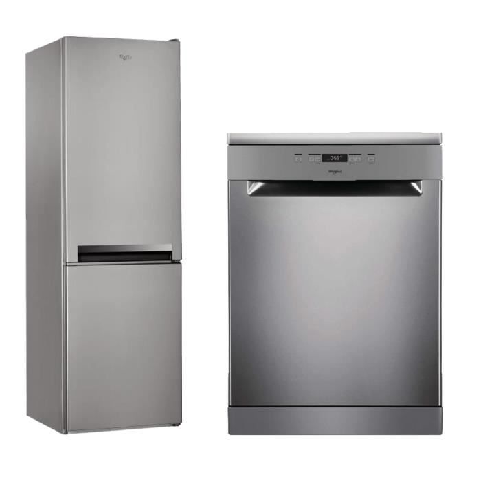 WHIRLPOOL BLF8001OX Réfrigérateur 258 + 111 L - Froid statique + OWFC3C26X Lave-vaisselle posable - 14 couverts - 46 dB