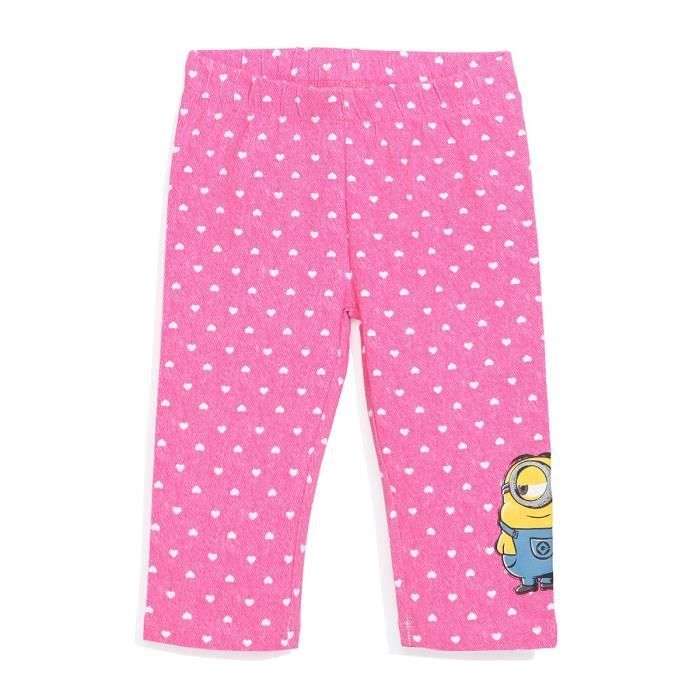 MINIONS Legging Rose Enfant Fille Sérigraphie Rubber