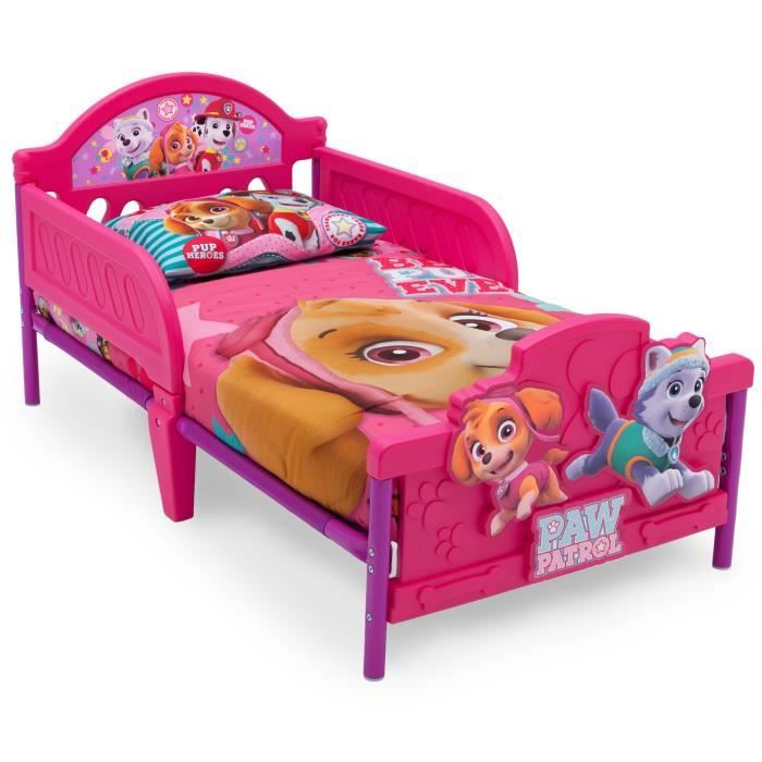 PAT PATROUILLE STELLA - Lit Enfant Pat Patrouille 3D en métal - Rose et Violet - 70 x 140 cm