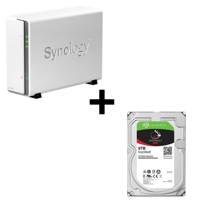 Pack Synology Serveur NAS DiskStation DS115j + 1 Disque Dur Seagate NAS HDD Iron Wolf 4To 3,5\