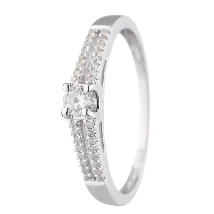 MONTE CARLO STAR - Bague de Fiançailles en Or Blanc 18 Carats et Diamants - Femme