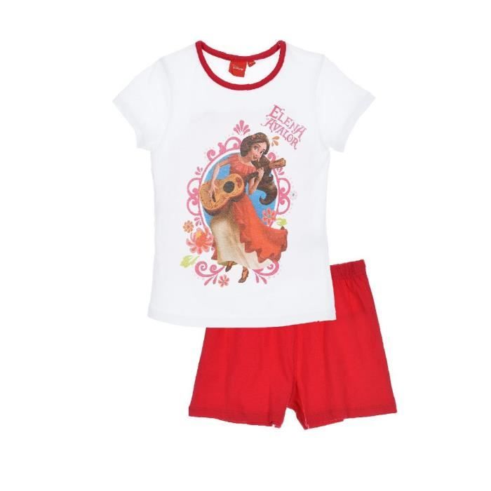 ELENA D'AVALOR Ensemble Pyjacourt Blanc Sérigraphié Enfant Fille