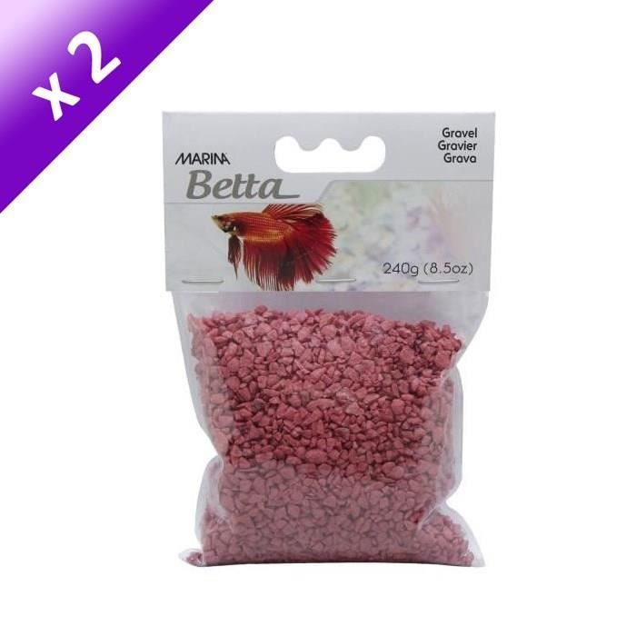 Lot de 2 - MARINA Gravier décoratif rouge 240 g - Pour aquarium