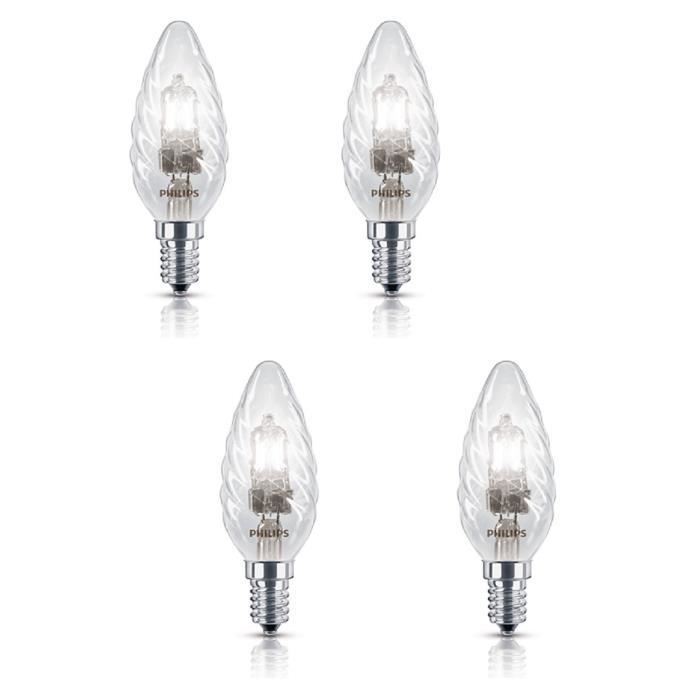 PHILIPS Lot de 4 ampoules halogène E14 18 W équivalent à 23 W