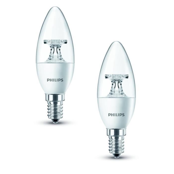 PHILIPS Lot de 2 ampoules LED E14 4 W équivalent à 25 W 2700 K