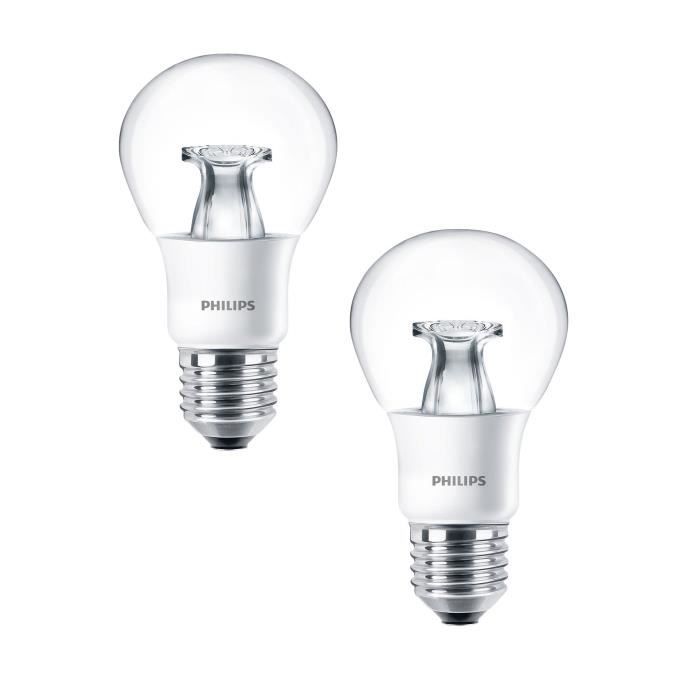 PHILIPS Lot de 2 ampoules LED E27 6 W équivalent à 40 W 2700 K