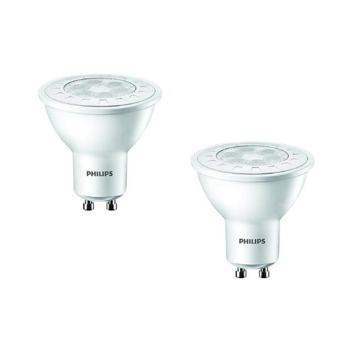 PHILIPS Lot de 2 ampoules spot LED GU10 6,5 W équivalent à 40 W 3000 K