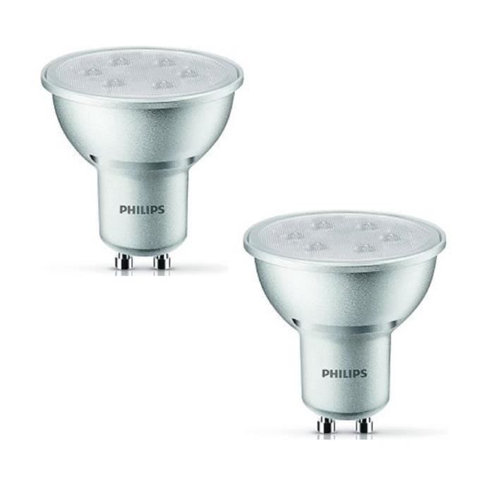 PHILIPS Lot de 2 ampoules spot LED GU10 4 W équivalent à 35 W 2700 K