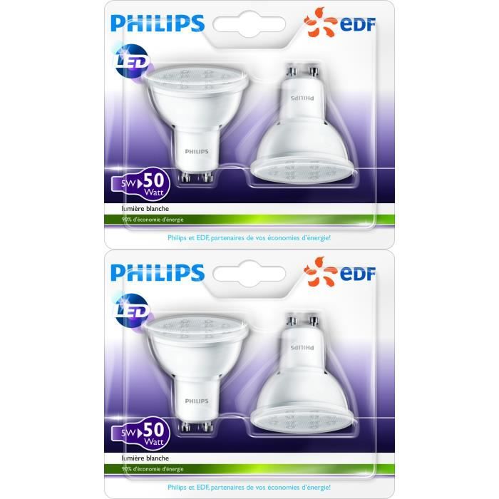 PHILIPS Lot de 4 ampoules spot GU10 LED 50W en partenariat avec EDF