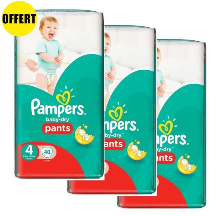 Pampers Baby Dry Pants Taille 4 - Lot de 3 Géants - 120 couches