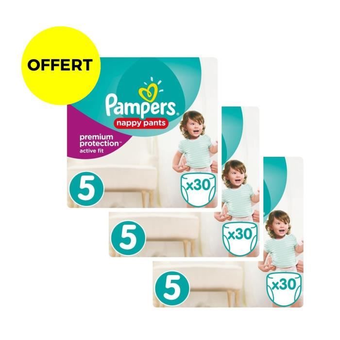 PAMPERS ACTIVE FIT PANTS T5- lot de 3 Géants - 90 couches