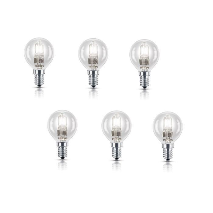 PHILIPS Lot de 6 ampoules Ecohalo E14 42 W équivalent à 55 W