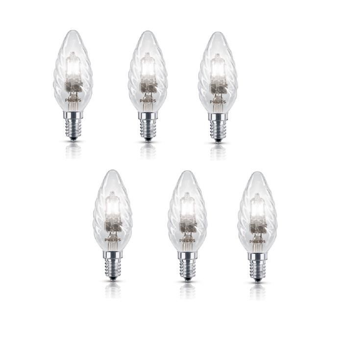 PHILIPS Lot de 6 ampoules halogène E14 18 W équivalent à 23 W