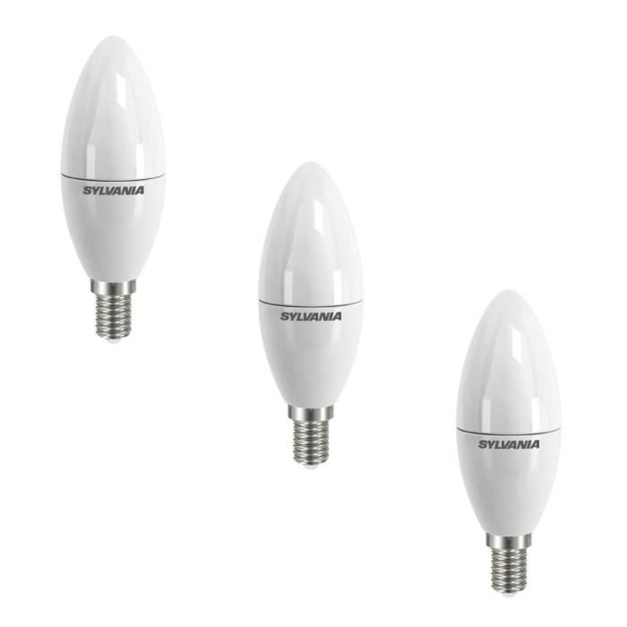 SYLVANIA Lot de 3 ampoules LED Toledo Candle Frosted E14 6 W équivalent à 40 W