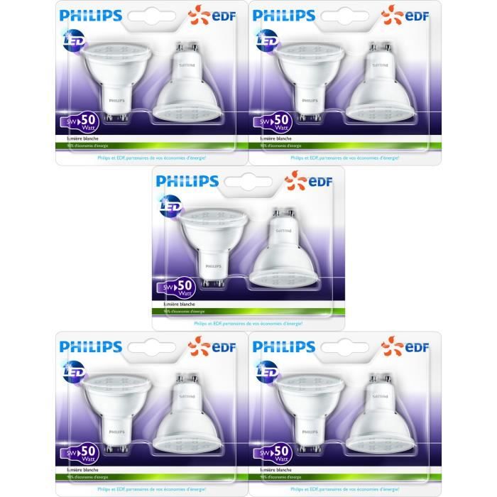 PHILIPS Lot de 10 ampoules spot GU10 LED 50W en partenariat avec EDF