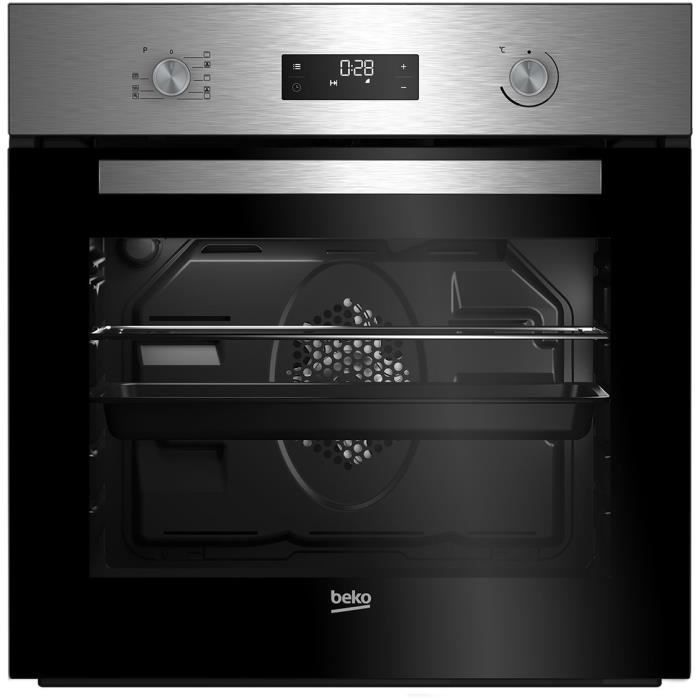 BEKO BIM21301XP Four chaleur tournante avec résistance annulaire - 71 L - Pyrolyse - A - Inox anti traces