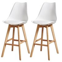 TABOURET DE BAR BJORN Lot de 2 tabourets de bar pieds en bois hêtr TABOURET DE BAR BJORN Lot de 2 tabourets de bar pieds en bois hêtr