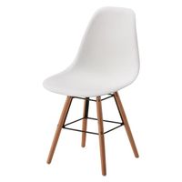 CHAISE RENA Chaise salle à manger - Blanc + Pieds bois hê CHAISE RENA Chaise salle à manger - Blanc + Pieds bois hê