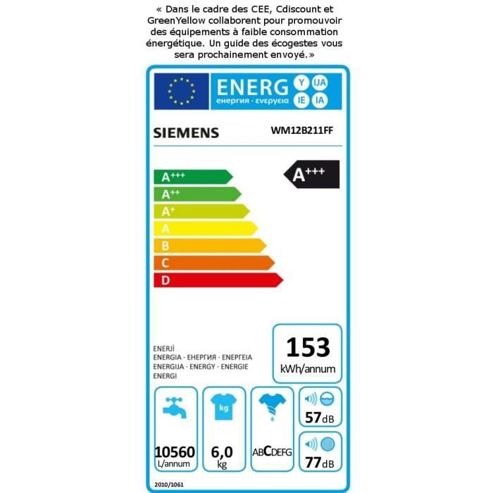  WM12B211FF - Lave linge frontal - 6 kg - 12003